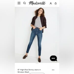 Madewell High-Rise Skinny Jeans in Dark Blue Wash
